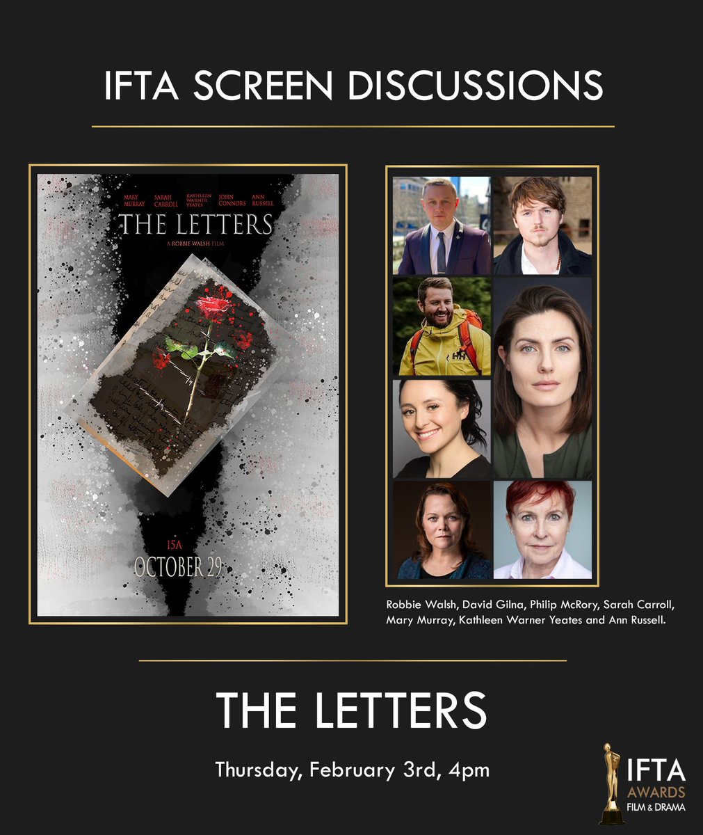 Join us tomorrow at 4pm (GMT) as we talk to the team behind #TheLetters

We will be joined by Director Robbie Walsh; Producers Philip McRory and David Gilna; Cast Sarah Carroll, Mary Murray, Kathleen Warner Yeates and Ann Russell.

Register Here: bit.ly/3KOjbsj
