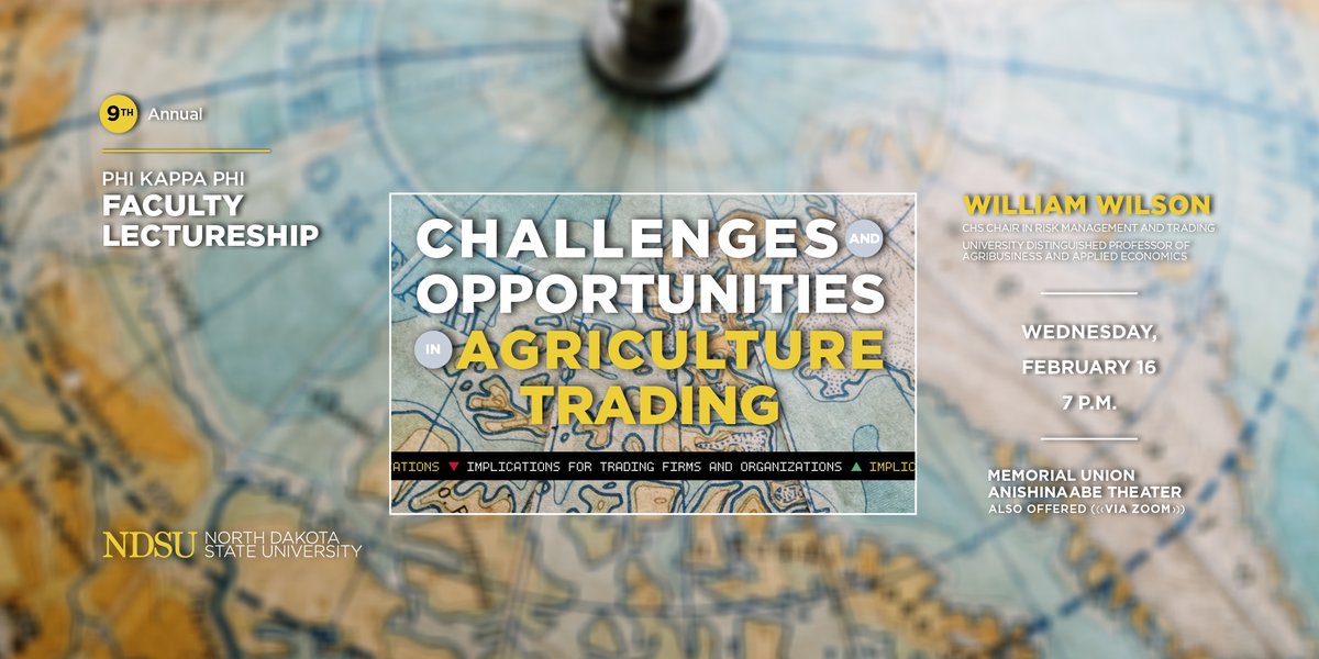William Wilson, University Distinguished Professor, to give Phi Kappa Phi lecture on Wednesday, February 16, at 7:00 p.m. #AgricultureTrading <a href="/NDSUPKP/">NDSU Phi Kappa Phi</a> <a href="/NDSU/">North Dakota State University</a>