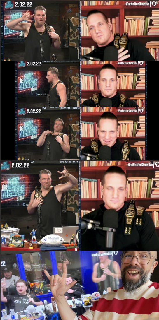 Hey <a href="/PatMcAfeeShow/">Pat McAfee</a> 
A #PMS x <a href="/SeatGeek/">SeatGeek</a> opus, in 5 acts:

1- AJ sabotages Pat with the surprise flex (whad)
2- Pat Hates AJ (whad)
3- Pat’s GLORIOUS Comeback (whad)
4- AJ STINKS (whad)
5- The Boys on the Big Screen (whad)

#PMSBigGameWithSeatGeek #ThisShowStinks #ForTheBrand