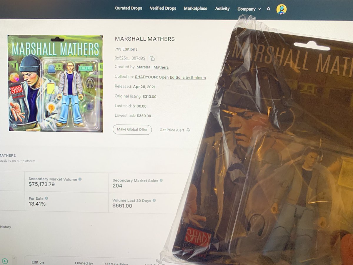 LAConspires's tweet photo. Any marketplaces that allow the sale of physical items and #Nfts together?
Got the whole #ShadyCon set by @Eminem 👌 https://t.co/AslBmZaGSm