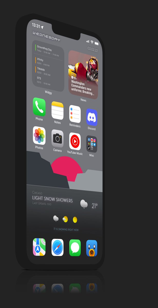 Kothuq's tweet photo. #WeatherHTML2 
Credits where credits are due
I'm not sure where #Wallpaper came from so, credits to original creator. I've edited to hide the dock.
Weather icons @mauibernardi 
Mockup @screenshot_pro 
#ios154 #nojailbreak #Widgy https://t.co/abKoQFHhSM
