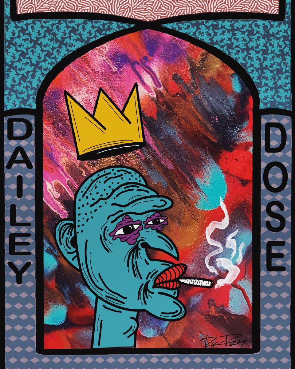 DaileyDoseArt's tweet photo. GM y’all 👁 hope the day started with great vibes, here’s my second collection go check it out 🙏🏻 
#objktcom #objkt #tezos #CleanNFT #tez #NFT #Collection #daileydose 

Each back ground is a spray painted piece done by me with an acrylic paint character from a different painting https://t.co/FT7r21SBO9