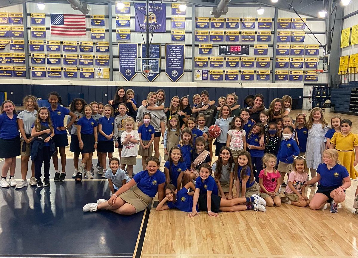 Celebrating National Girls &amp; Women in Sports Day with seven of our remarkable Pine Senior athletes inspiring our K-4th grade girls to be active, confident, and strong! Way to go Knights! #PineAthletics #PineSchool #PinePride