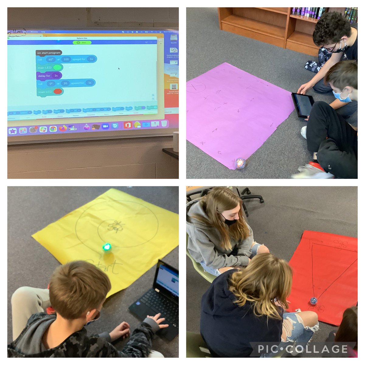 Taught with @MsLibrariAnn @HancockMSHS teaching coding to 7thGr @CTE_WCPS. Ss first steps in block coding @SpheroEdu and this was a GREAT first start 🎉🎉Next steps are coding the scale obstacle course they created in math. @WCPS_LMS @AnnKAnders @LScumpieru @coachpongratz #code