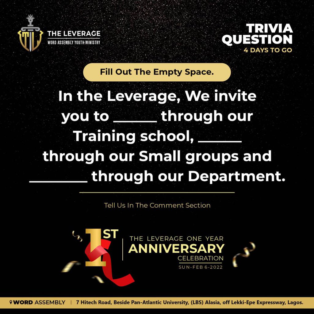 TheLeverageWA's tweet photo. Another chance to win a Prize by being the first to comment with the correct answer on our social media platforms. 

Please note that winners will be chosen via Facebook, Instagram and Twitter only. 

#TheLeverageisOne
#TheLeverageOneYearAnniversary
#TheLeverage https://t.co/DBoTrQLFwS