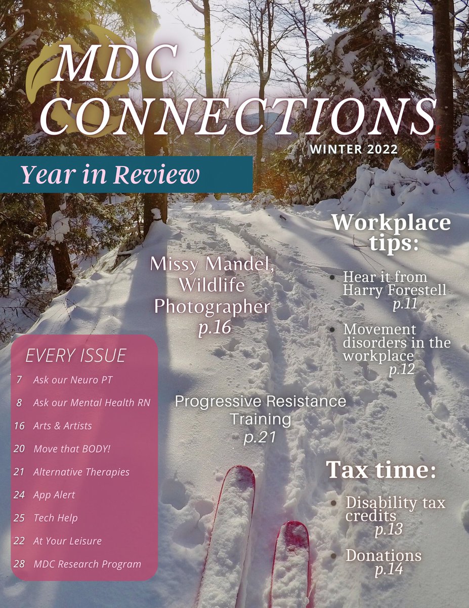 Our Winter issue is out!📣🎉

What a year it's been! This special issue highlights our Year in Review and touches on topics such as employment with a movement disorder, and features beautiful wildlife photography! 

We hope you enjoy it and share widely💙

tinyurl.com/2p93ae92