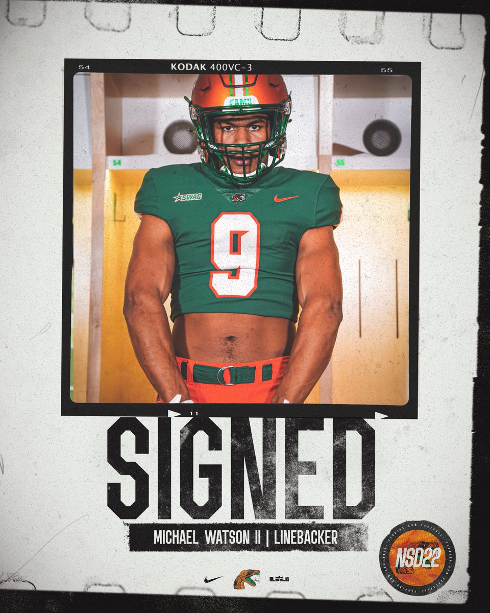 FAMU_FB's tweet photo. #RattlerNation,

Join us in welcoming defensive back Michael Watson II (@d1_myke) to the #FAMUly!

• Langston Hughes High School
• 6’4 | 220
🎥 https://t.co/WUhCvhOWgV

#FAMU | #Rattlers | #LeaveNoDoubt | #NSD22 https://t.co/CleYNKM9j9