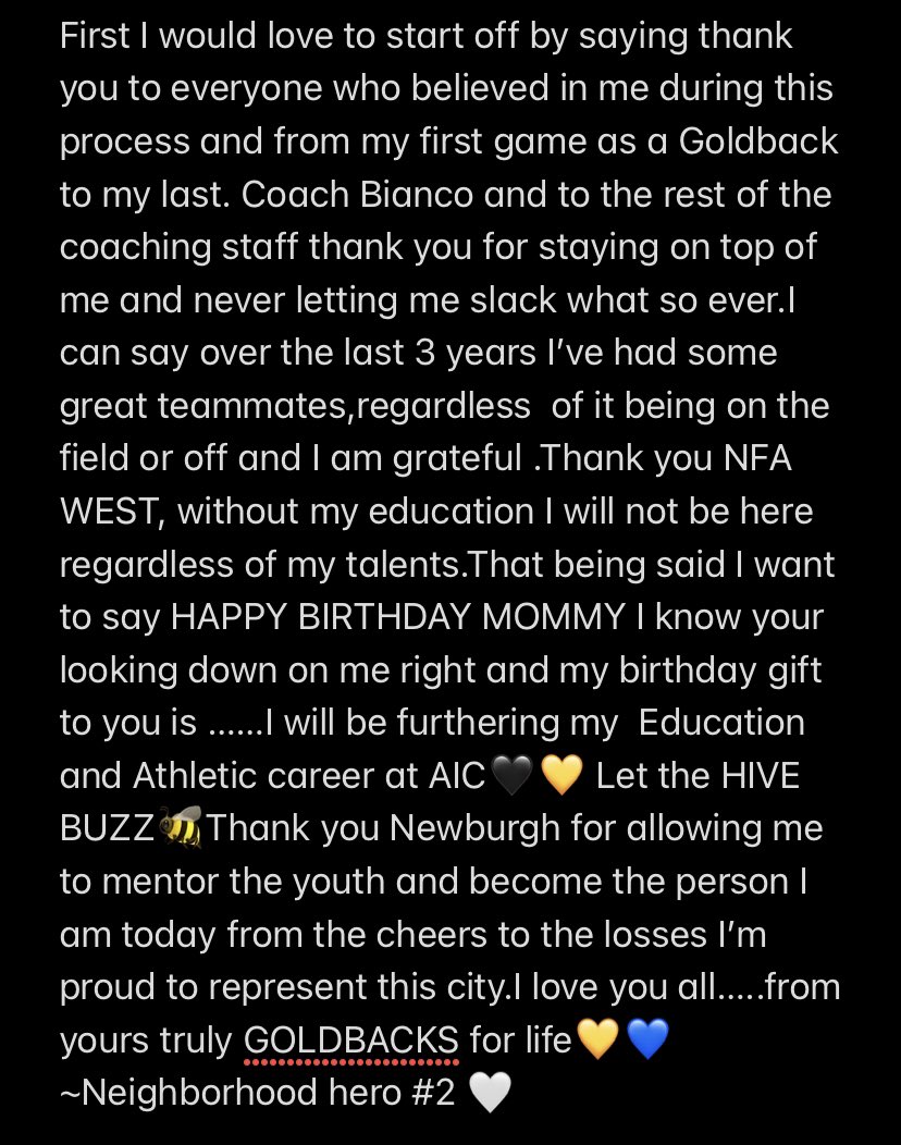 102% committed Aic 💛🐝here I come thank you coaches for believing in my talents <a href="/CoachRuss2/">Coach Matthew Russell</a> <a href="/CoachKKulzer/">Kris Kulzer</a> <a href="/AICFootball/">AIC FB</a>