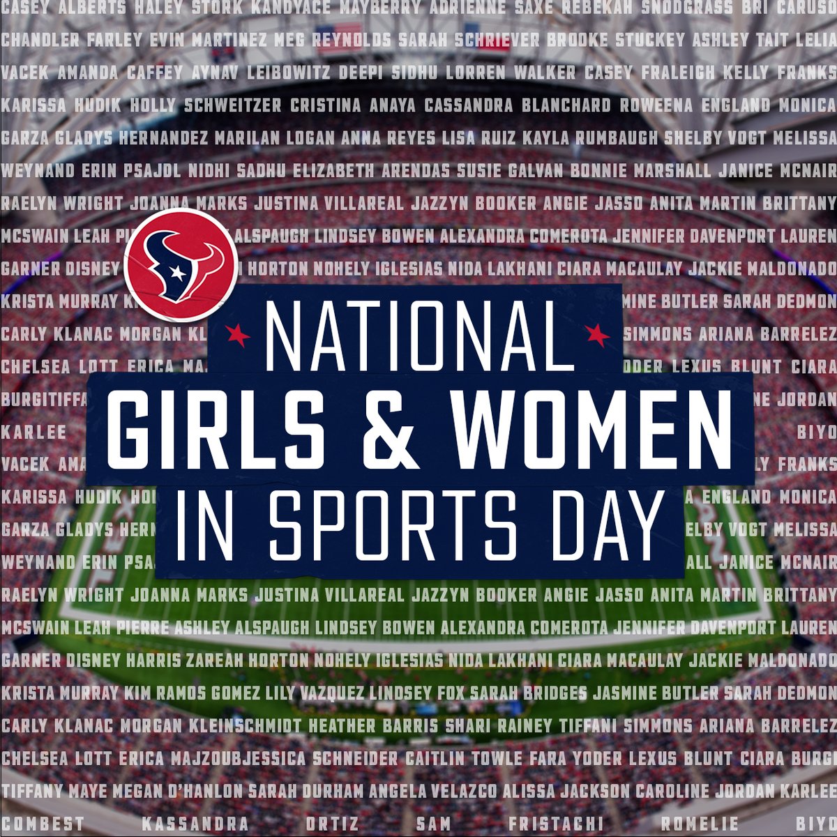 HoustonTexans's tweet photo. This National Girls + Women in Sports Day, we're proud to recognize all the inspiring women who continue to break barriers in our industry. #NGWSD https://t.co/eocTYnnOnw