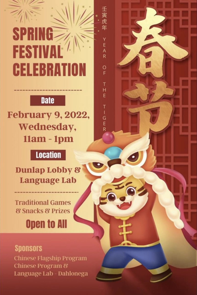 LanguagesUng's tweet photo. Wishing you all good health and abundance in the Year of Tiger, and looking forward to seeing you on Feb. 9!
@LanguagesUng  @UNG_SLI https://t.co/M6gJIYufj6