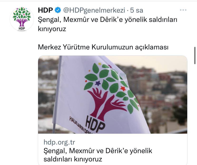 HDP, TSK'nın terör örgütü Pkk'ya ait inleri yok etmesini kınamış.

Meral Akşener "HDP meşru muhatabımız.", Kemal Kılıçdaroğlu ise "HDP'nin Pkk'yla ne ilgisi var." demişti. HDP'ye uşaklık eden bir ittifak, milletin değil dağdakilerin umudu olur.