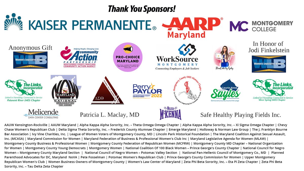 MoCoWomen's tweet photo. Another big THANK YOU from #MoCoCFW to all our #WLB2022 sponsors! We had a great event on Sunday full of meaningful conversations, constructive dialogue, and empowering examples of action and change. We can't wait for next year! 

#MoCoWLB #WomenVote https://t.co/BqoPUUGI3p