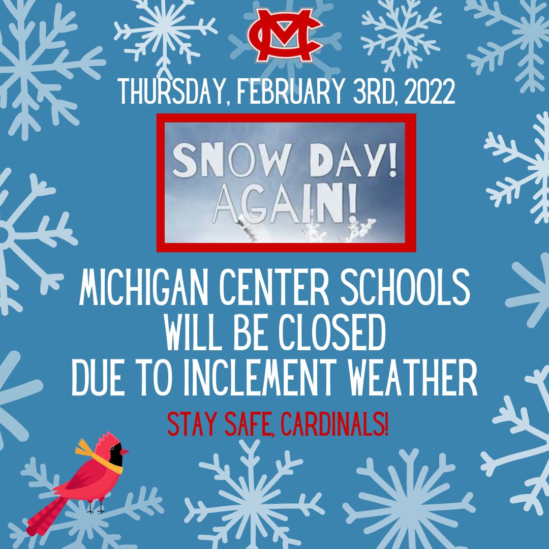 No School Tomorrow (2/3/22) #mccardinals