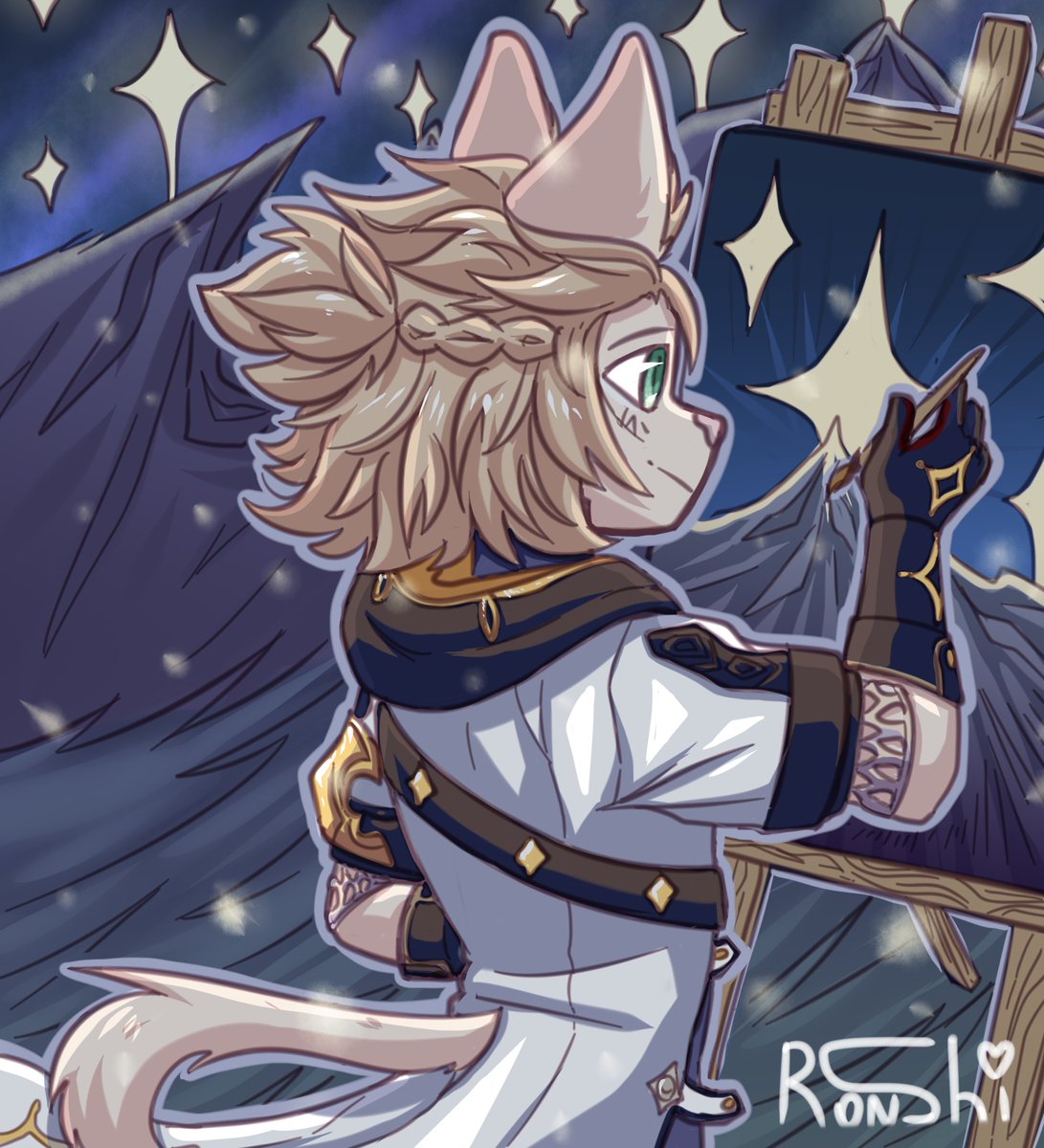 Ronshiii1's tweet photo. Аlbedo... but cat :> 
love him with all my heart
#genshinimpactfanart #Albedo #albedofanart  
#GenshinImpact https://t.co/L6inSz4dqC