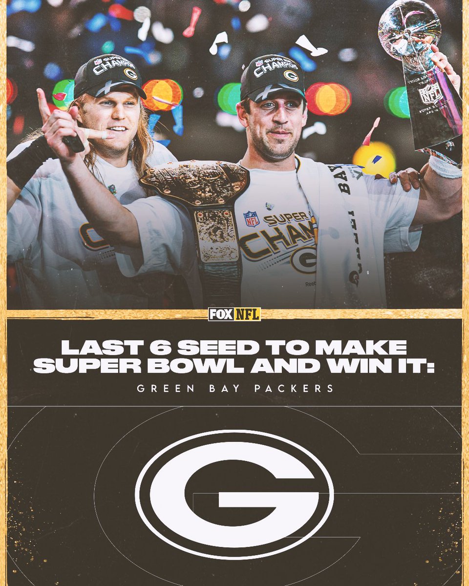 NFLonFOX's tweet photo. With the 49ers' loss last weekend in the Conf. Championship, the 2010 Packers remain the last 6 seed to both reach and win a Super Bowl. https://t.co/NfvzMmmS8N