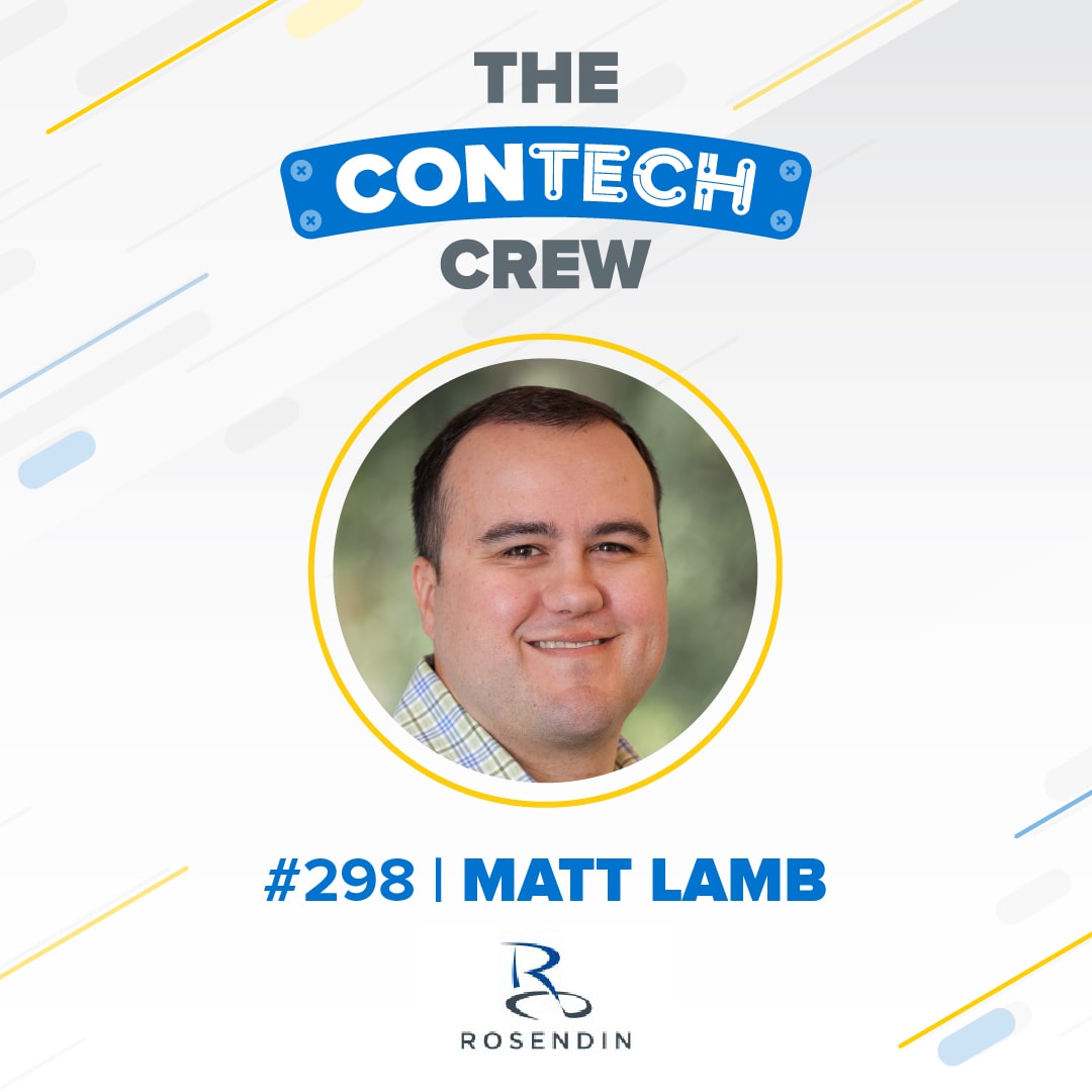 JamesMBenham's tweet photo. Thank you, Matt Lamb, from @Rosendin for joining me on #TheConTechCrew this week. Listen to the episode where we talk "ConTech ALL Day"! https://t.co/D092FhwGfW https://t.co/SfXMvj9W5Z