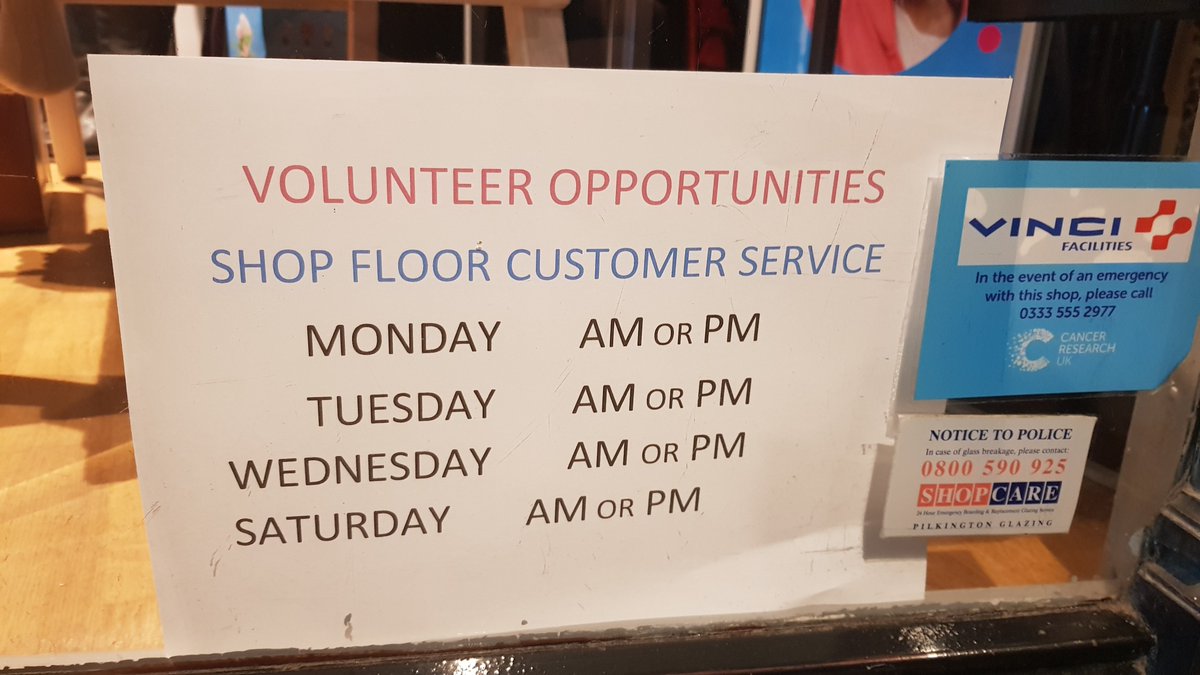 Can you spare a morning or afternoon?

Braintree shop is looking for more great volunteers to join our team.

Do you or someone you know could help us with our fight to Beat Cancer Sooner!

You are welcome to drop by and have a chat.
<a href="/CRUKShops/">Cancer Research UK Shops</a> @GeorgeYard <a href="/BraintreeDC/">Braintree District Council</a>