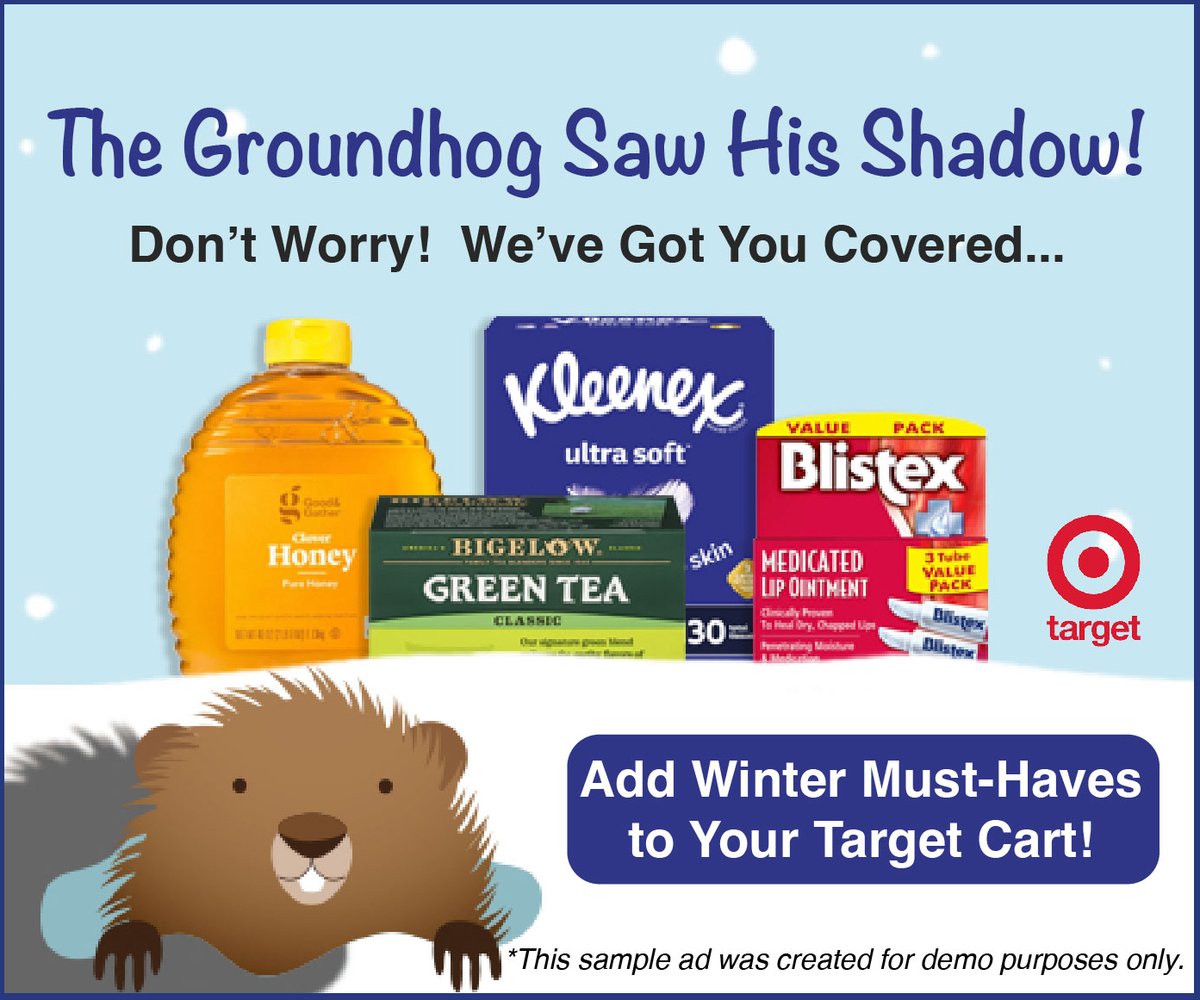 SmartCommerceCo's tweet photo. Why not find a little joy in the everyday, by creating additional fun moments for your consumers? Even Groundhog’s Day can be a reason to make people smile and be inspired to shop! 

Use our Click2Cart link to add all of this to your Target cart:  https://t.co/I9xLijkHLm https://t.co/2mO271f8gg