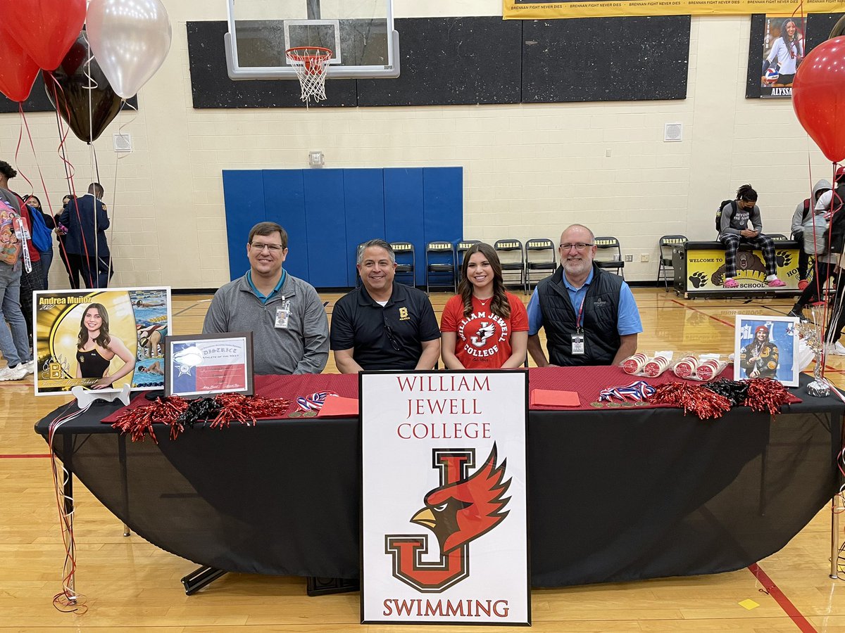 Adrie2mun's tweet photo. So very proud of you and your accomplishments.  Congratulations on signing your commitment to William Jewell College.  May your dreams stay big and your worries be small.  @andrea1munoz @BrennanAquatics @williamjewell @NISDAquatics @JewellSwimming https://t.co/NFnrcHB7K3