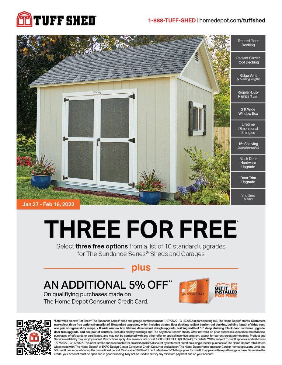 Pick 3 For Free on Sundance Series of Sheds and Garages. Plus 5% on HDCC make sure you have your signs up!! ⁦<a href="/BrianTUFFSHED/">BrianTUFFSHED</a>⁩ ⁦<a href="/MarkDMiller13/">月月</a>⁩ ⁦<a href="/NeriWilliams/">Neri Williams</a>⁩ ⁦@THDAbbySmith⁩ ⁦@conniewalton17⁩ ⁦<a href="/THD1504MASM/">Aaron Soderholm</a>⁩