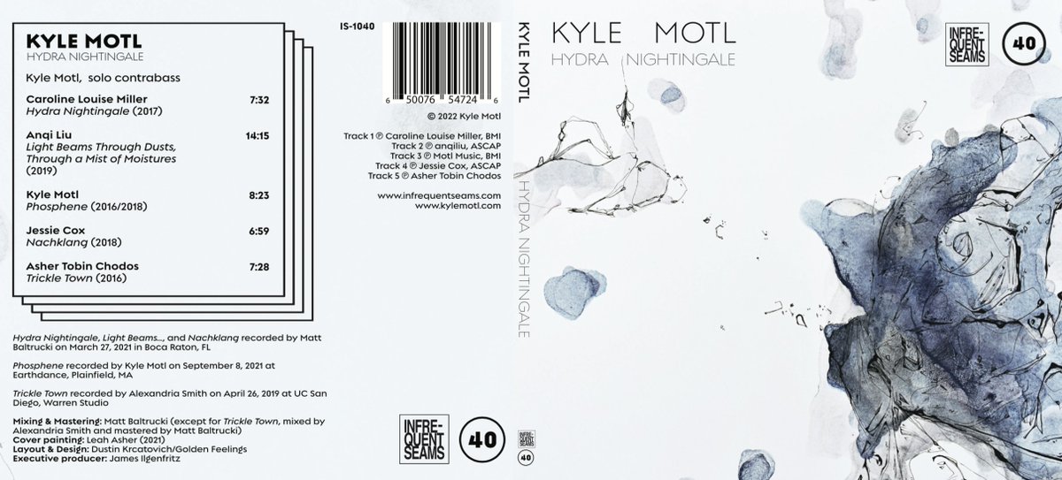 Announcing Hydra Nightingale - new album from bassist @kylemotl. Out 03/18. Works by Caroline Louise Miller, <a href="/JessieCoxMusic/">Jessie Cox</a>, Anqi Liu, Asher Tobin Chodos. Mastered by <a href="/MattBaltrucki/">Matt Baltrucki</a>, Graphic design by <a href="/dustin/">dustin senos</a>.croissantwich - Preorder here: kylemotl.bandcamp.com/album/hydra-ni…
#solobass