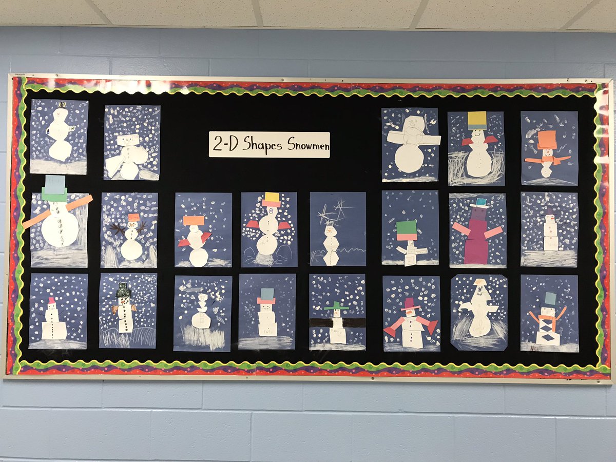 singerocsb's tweet photo. We are exploring 2-D shapes and their attributes. We created these beautiful 2-D shapes snowmen. Each of them is unique just like us :) ☃️ https://t.co/4CNiLVTUSA