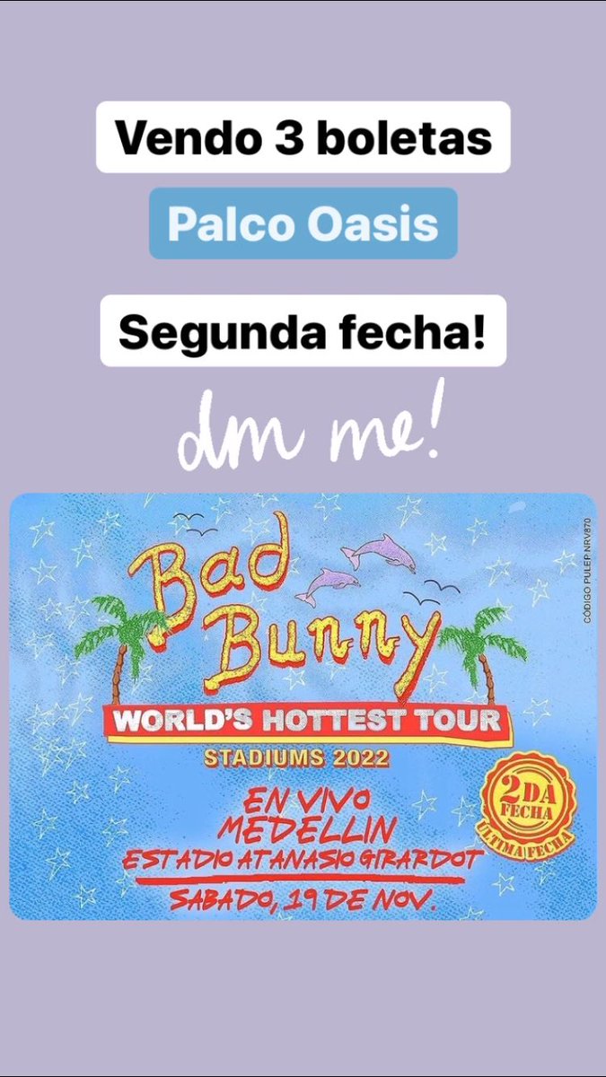 nathyosorio's tweet photo. #badbunny #badbunnyboletas #badbunnycolombia https://t.co/tKCVRkWn9G