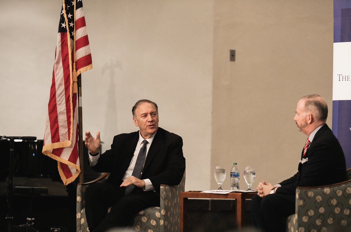 PBAUniversity's tweet photo. We were honored to welcome the 70th U.S. Secretary of State and former CIA director, @mikepompeo,   to speak at PBA with the LeMieux Center for Public Policy. Thank you, Secretary Pompeo, for investing time into our students, the future leaders of this world! https://t.co/mHLvuaj1GZ