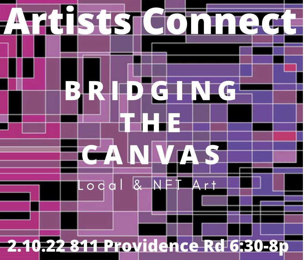 dafco_io's tweet photo. 2022 kickoff Artists Connect will be next Thursday. Local artists will share their process and how they are doing/thinking about the web3 world and NFTs. #charlotteartists #nftclt #cltartists @nftclt @cltiscreative #charlotte #artistsconnect #nftartists https://t.co/Gwy66yh1yP