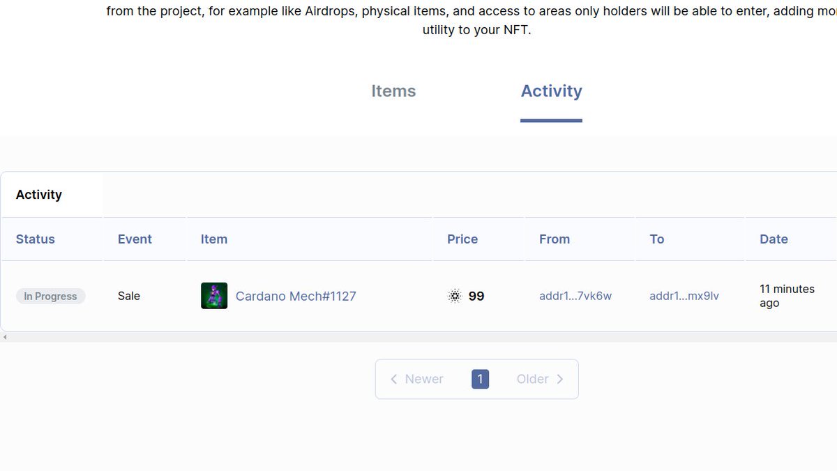 Cardano Mech's first sale on the JPG store was 99 ada 🔥🥳

#Cardano #NFTCommunity #CNFT #CNFTCommunity