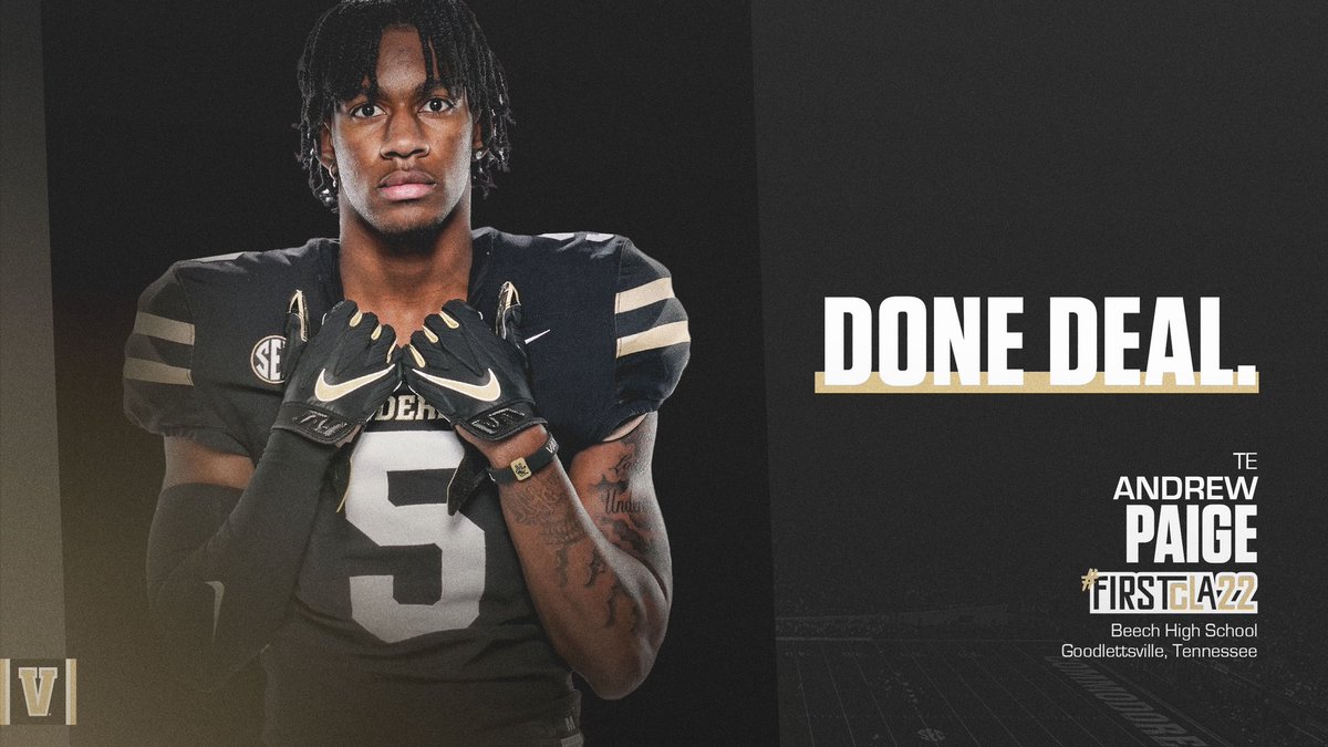 CoachLustig's tweet image. Great athlete, with a very bright future! We can’t wait to see this young man progress in our @VandyFootball program. Going to be a lot of fun working with @AndrewWPaige #FirstCLa22 ⚓️⬇️