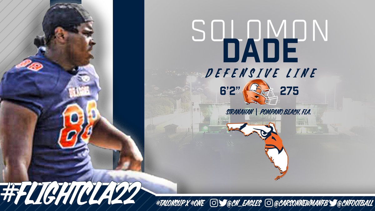CN_Eagles's tweet photo. Commit #οΈβ£3οΈβ£1οΈβ£
Solomon Dade β 6-2 β 270 β DL β Pompano Beach, Fla. β Stranahan - @solomondade1
π https://t.co/Fc64XhyCcF
#CNNSD22 #FlightCla22 | #TalonsUp x @cnfootball https://t.co/l2ggm5C9DF