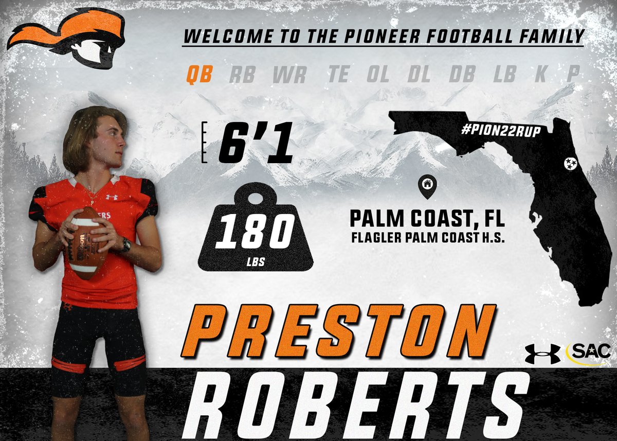 Adding to our list of Playmakers from the ☀️State
Welcome <a href="/PRESTONROBERTS0/">Preston Roberts</a> to the Tusculum Family!

#Pion22rUp
