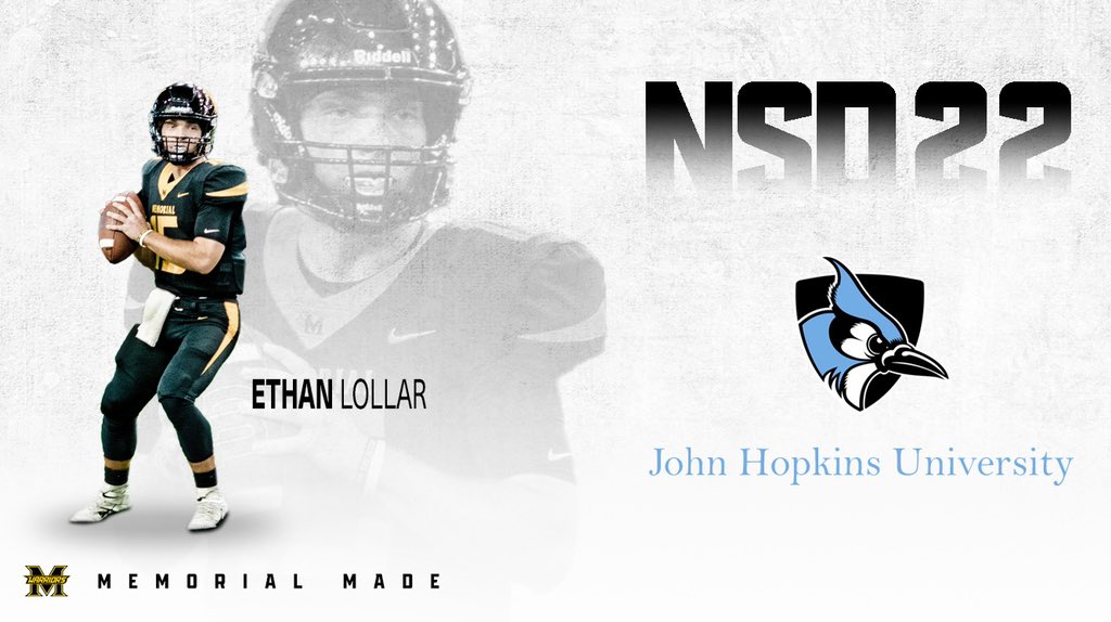 Memorial Football Recruiting (@fmhsrecruits) on Twitter photo GO BLUE JAYS!
QB Ethan Lollar is headed to <a href="/JHU_Football/">Johns Hopkins Football</a>!
Thank you for your hard work and example Ethan! We’re excited to see you excel on and off the field!
#MemorialMade GO BLUE JAYS!
QB Ethan Lollar is headed to <a href="/JHU_Football/">Johns Hopkins Football</a>!
Thank you for your hard work and example Ethan! We’re excited to see you excel on and off the field!
#MemorialMade