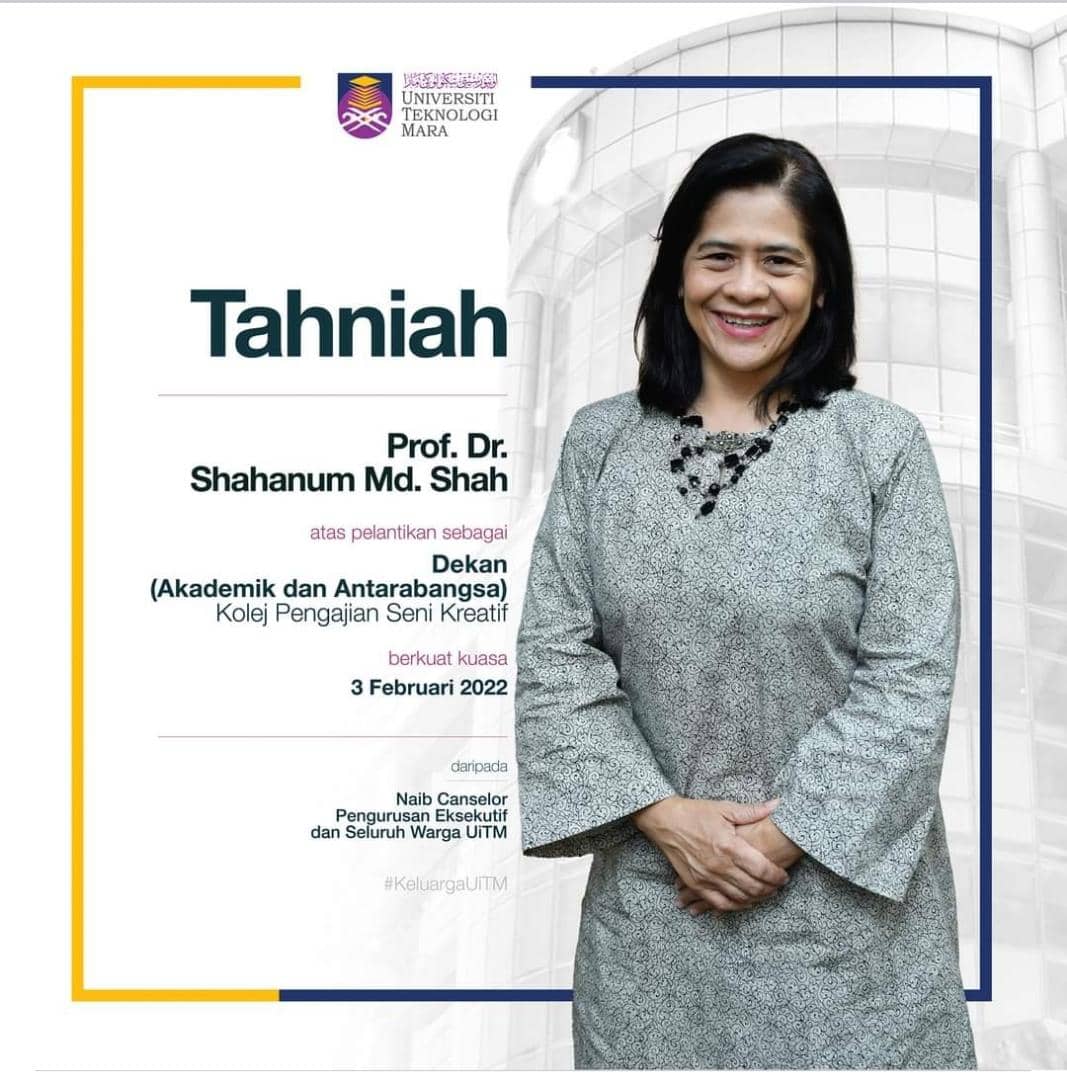 Tahniah diucapkan kepada barisan dekan-dekan eksekutif 
Kolej Pengajian Seni Kreatif (College of Creative Arts) UiTM. 

#unleashingcreativepotential  #KSPK 
#uitmdihatiku #collegeofcreativeartsuitm #ccauitm