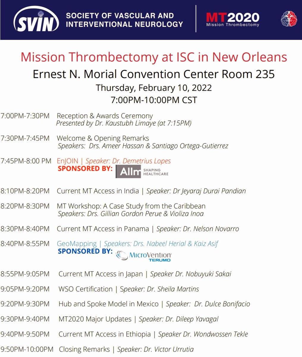 Fawaz Al-Mufti, MD, FSVIN (@almuftifawaz) on Twitter photo Join the @SVIN_MT2020 symposium at #ISC22 in #NOLA to learn about how #MT2020+ is reshaping the Global Stroke Landscape!
Register:
us02web.zoom.us/webinar/regist…
<a href="/Medtronic_NV/">Medtronic Neurovascular</a> <a href="/JoinDrApp/">ALLM, Boston</a> Join the @SVIN_MT2020 symposium at #ISC22 in #NOLA to learn about how #MT2020+ is reshaping the Global Stroke Landscape!
Register:
us02web.zoom.us/webinar/regist…
<a href="/Medtronic_NV/">Medtronic Neurovascular</a> <a href="/JoinDrApp/">ALLM, Boston</a>