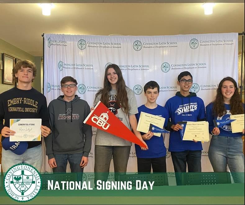 Six Covington Latin student athletes signed letters of commitment to play at the college level. Way to REP!!#NationalSigningDay