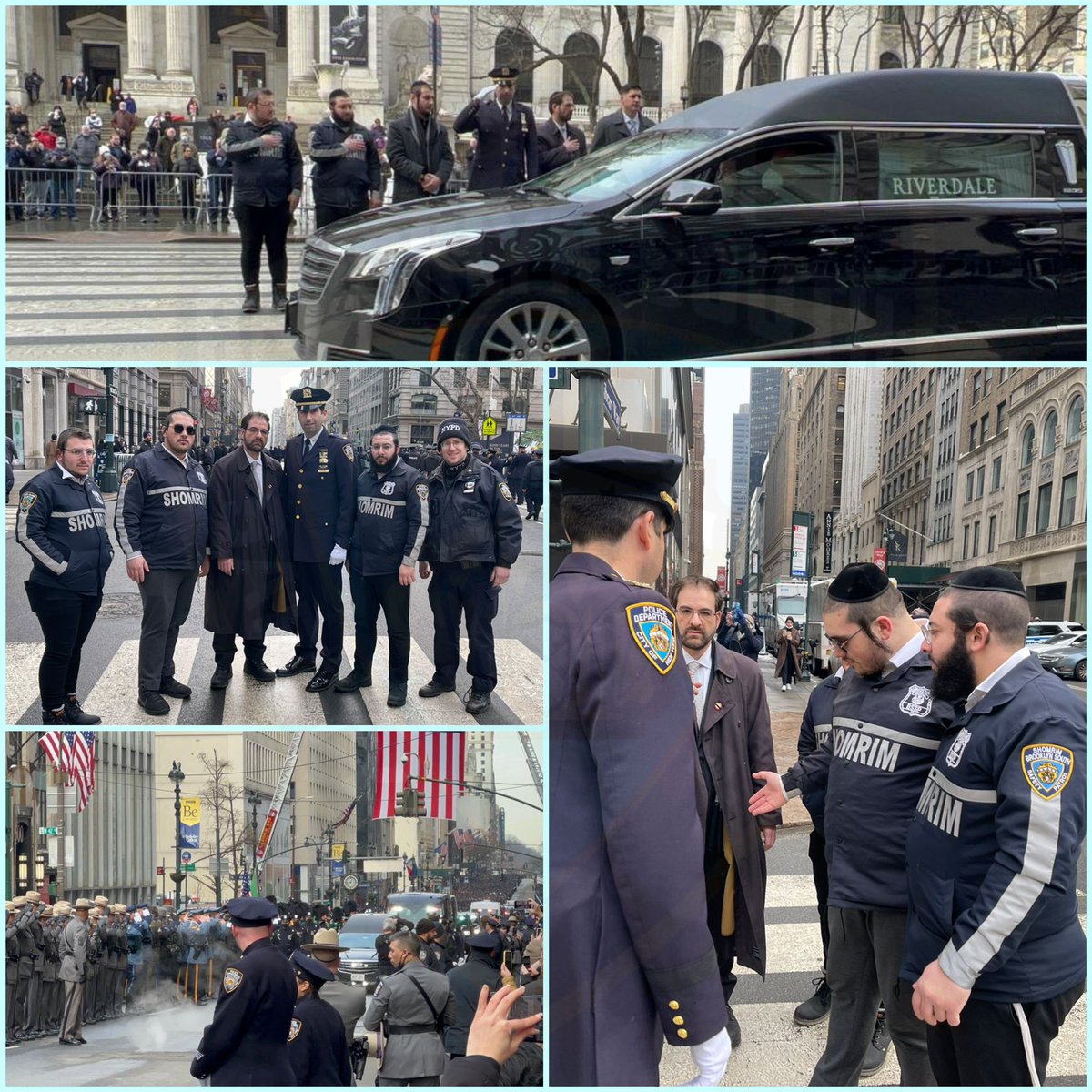 BPShomrim's tweet photo. Standing alongside law enforcement officers from around the country, our volunteers joined @NYPDCommAffairs Inspector Taylor and our Councilman @KalmanYeger, to pay final respects to Detective First Grade Wilbert Mora. His legacy will live on forever. #HeroInBlue #ThisBlueLine https://t.co/d6estfOX0y