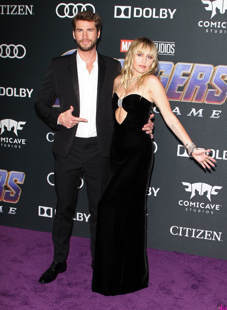 Miley Cyrus and Liam Hemsworth (Endgame premiere, 2019)