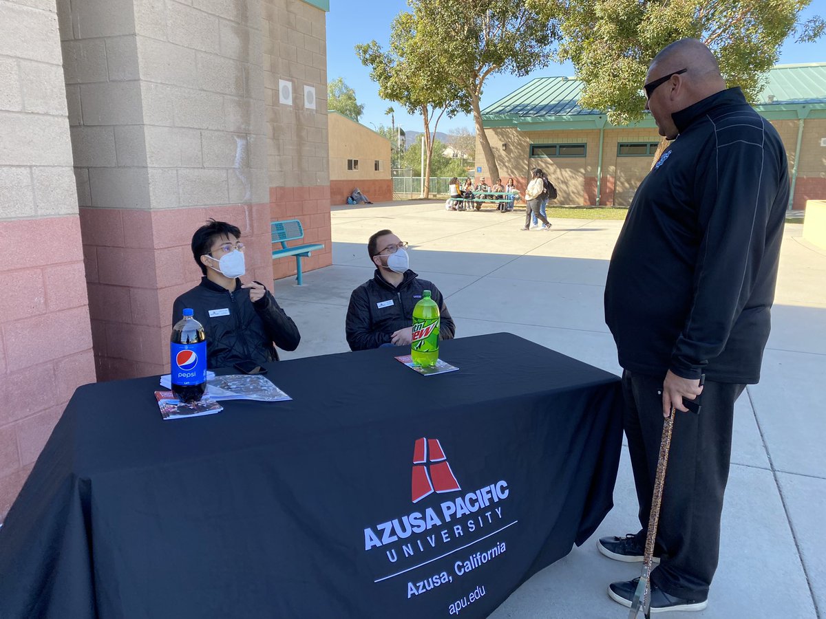 TY <a href="/azusapacific/">Azusa Pacific University</a> for coming out today for our <a href="/SantiagoSharks/">Santiago High School</a> club rush and helping our Sts!  Check out our Dr. Torres - <a href="/principal_shark/">Shark Principal</a> talking to reps from one of his alma maters #apu #collegebound #shs