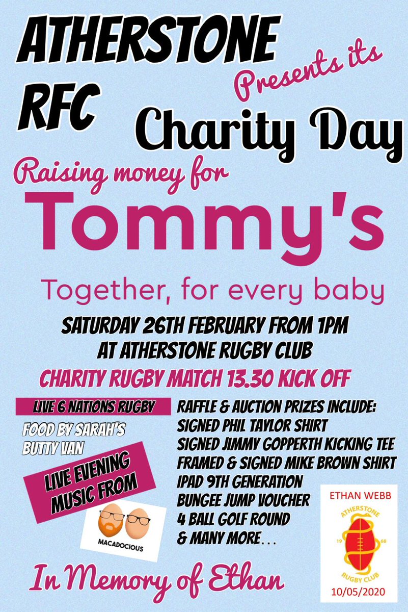 We hope you can join us .. <a href="/tommys/">Tommy's</a> raising funds in memory of Ethan Webb to support the fantastic work you do. #rugbyfamily #inmemoryofEthan