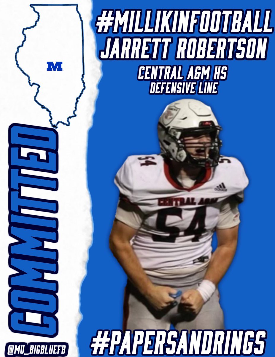 Jarrett2363's tweet photo. I am blessed to say that I will be continuing my academic and athletic career at Millikin University! 🔵⚪️@CoachAllgeier @MillikinHFC https://t.co/NPFBj5qmRL