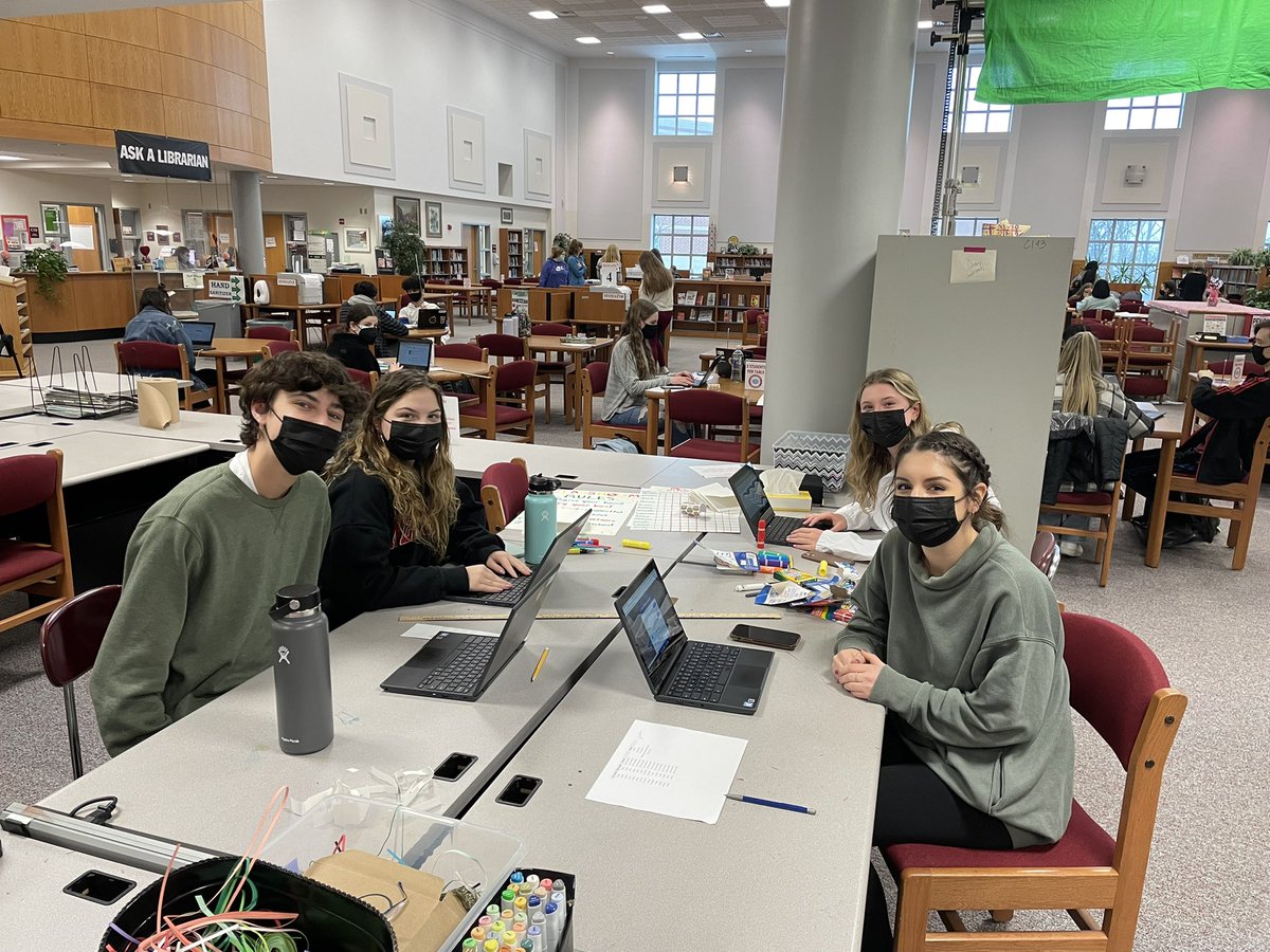 PHS students in the Elementary World Language Experience were hard at work in the Library creating amazing materials and projects!