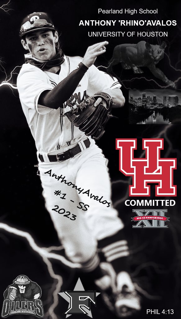 Proud to announce my commitment to continue my baseball and academic career at The University of Houston. I’m thankful to God, my family and all my friends and coaches. Go Coogs! <a href="/UHCougarBB/">Houston Baseball</a> <a href="/toddwhitting/">Todd Whitting</a> @CougarKiv23 <a href="/drogers48/">David Rogers</a> <a href="/CoachKMacias/">Kevin Macias</a> <a href="/5StarPTX/">5 Star Performance - Pearland TX</a> <a href="/NicoMoran/">Nico Moran</a> @BaseballDoctor8