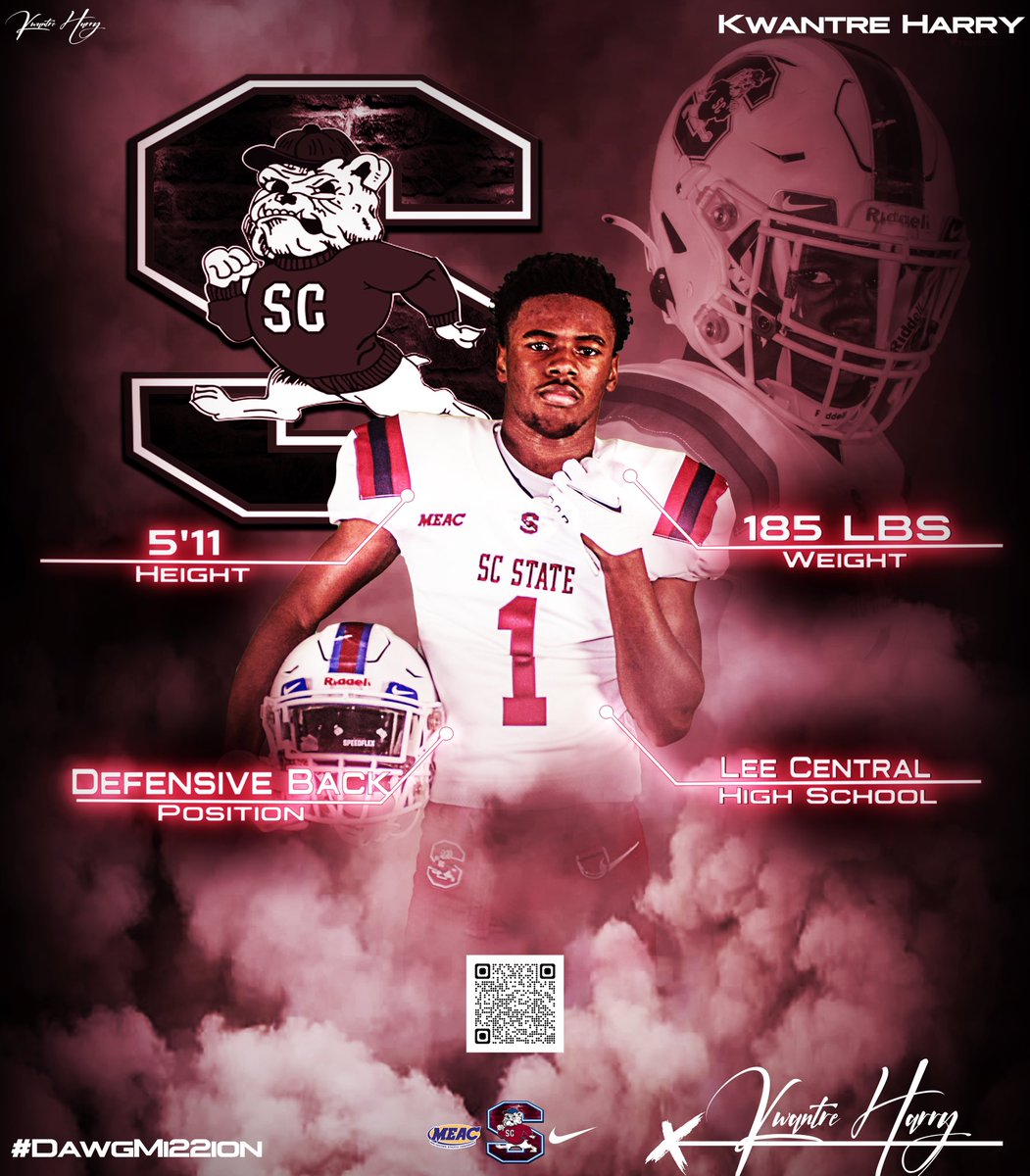 SCState_Fb's tweet photo. Kwantre Harry‼️ @CGM_KD 

This Dynamic Dynamo is as fiery as 🔥 can get! With Speed, agility, and quickness; Kwantre is the perfect fit for our defense! 
WELCOME to @SCStateAthletic 

https://t.co/0LGh8DwP23

#SoHard
#BiteDown
#FearTheBite
#DawgMi22ion
#Welcome2TheBurg
🔴🔵🐶🏈 https://t.co/rkQj6jmqX5