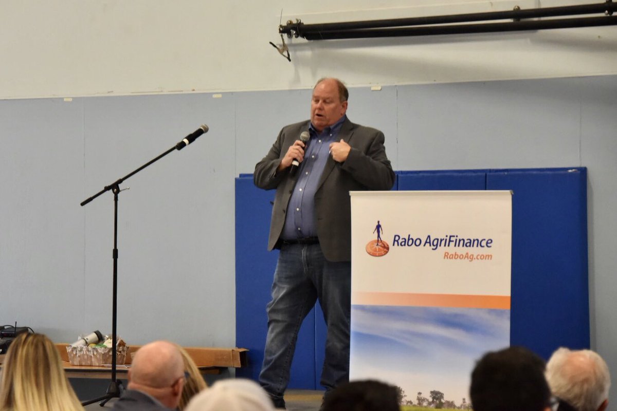 srbeckley's tweet photo. Appreciate @Cotton1785 speaking at the at the #colusafarmshow breakfast this morning. Keep up your efforts to smooth out trucking issues at the ports.  Exports are vital to #california #agriculture https://t.co/dF34jwdiN0