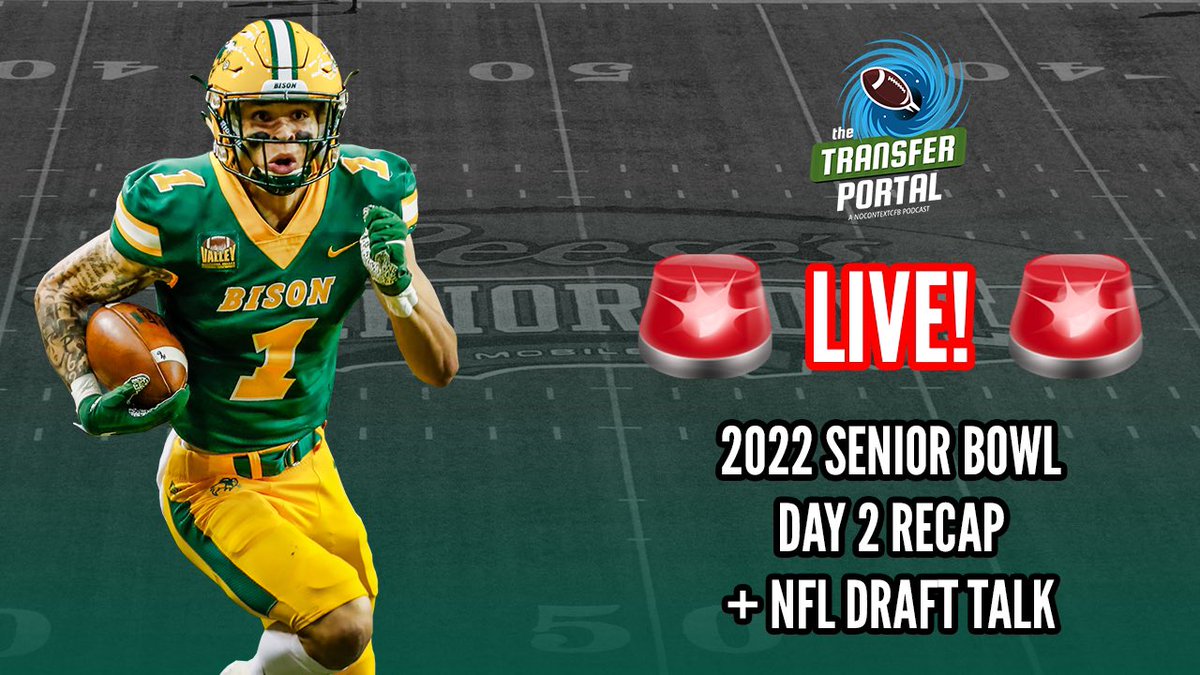 TPortalCFB's tweet photo. We’ll be live at 4:00 PM PST to talk Day 2 of the Senior Bowl! 

Make sure to come through and ask us some questions 👀

Some topics we’ll talk about...
- Malik Willis and his prolific day
- Christian Watson’s rapid rise
- NFL Team Fits 

Check it out! - https://t.co/Em3L2h6b7R https://t.co/VDXIQQiJ0q