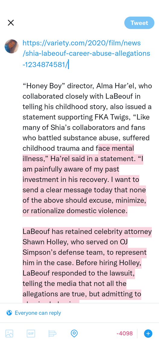 The amount of words that are limited are 280 words a post should be INCREASED on Twitter. Here's an example.
@shialabeouffan #shialabeouf #allegations https://t.co/XruS7qigyE
