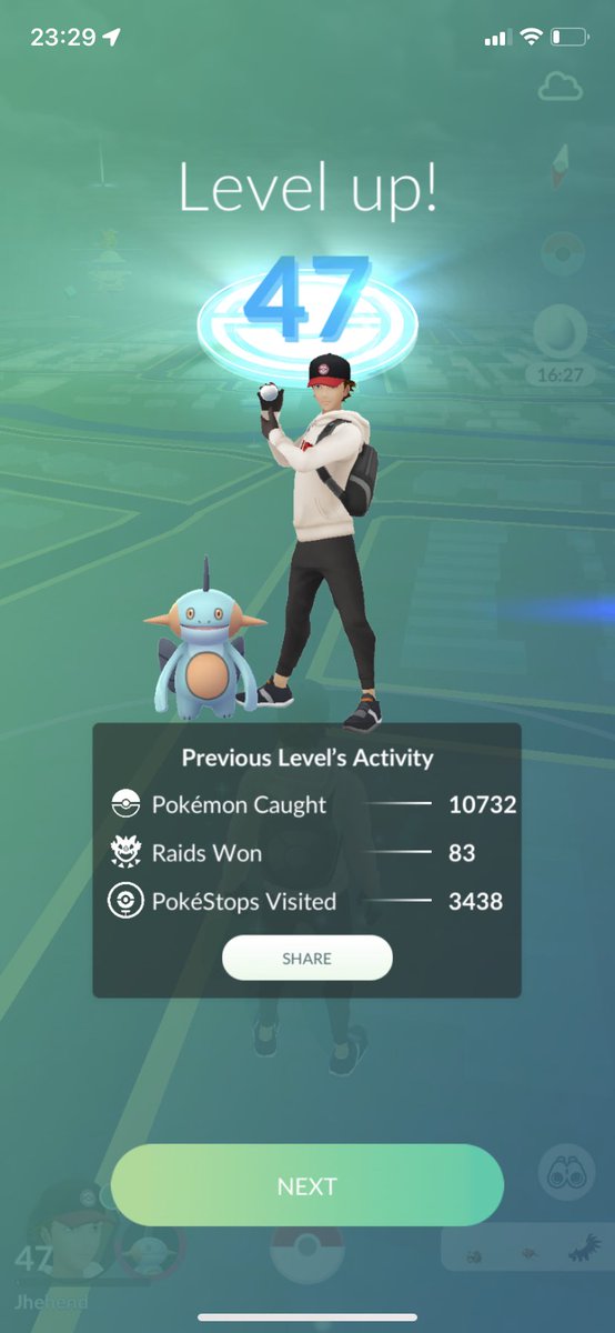 jhehend's tweet photo. Level 47! Up to level 50. What a XP grind to achieve this. #PokemonGoRaids #pokemongo #gobeyond #RoadTo50 https://t.co/8vVuYdFovl