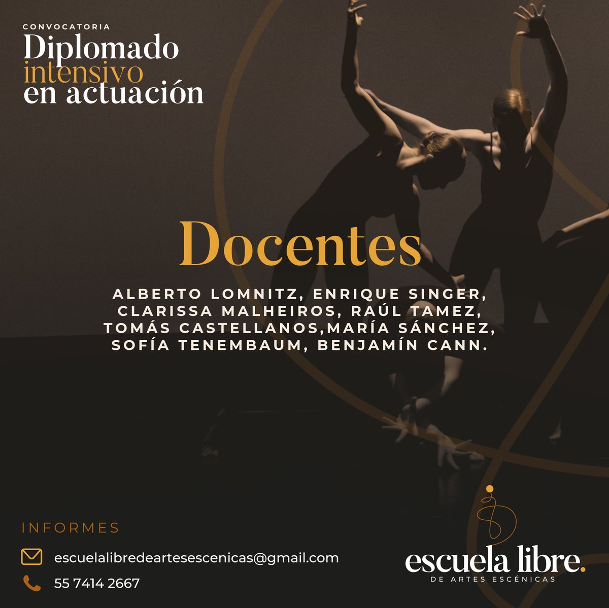 elae_mx's tweet photo. #CONVOCATORIAABIERTA | La Escuela Libre de Artes Escénicas convoca a las personas interesadas en inscribirse al Diplomado intensivo en actuación. 400 hrs de clases + una puesta en escena al finalizar. #NosVemosEnEscena 
⚡Info https://t.co/jaLHRfaFat https://t.co/TBwPrsoo7g